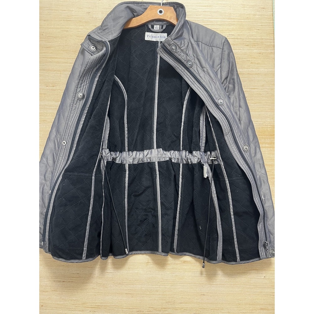 Pendleton Jacket Womens Medium Black Quilted Flee… - image 4